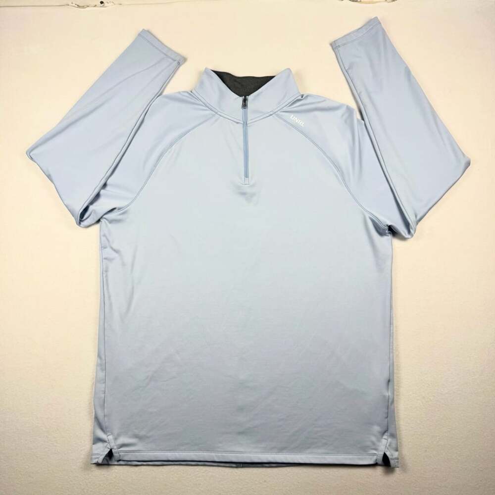 UNRL Interlock Quarter Zip Light Blue Long Sleeve Pullover